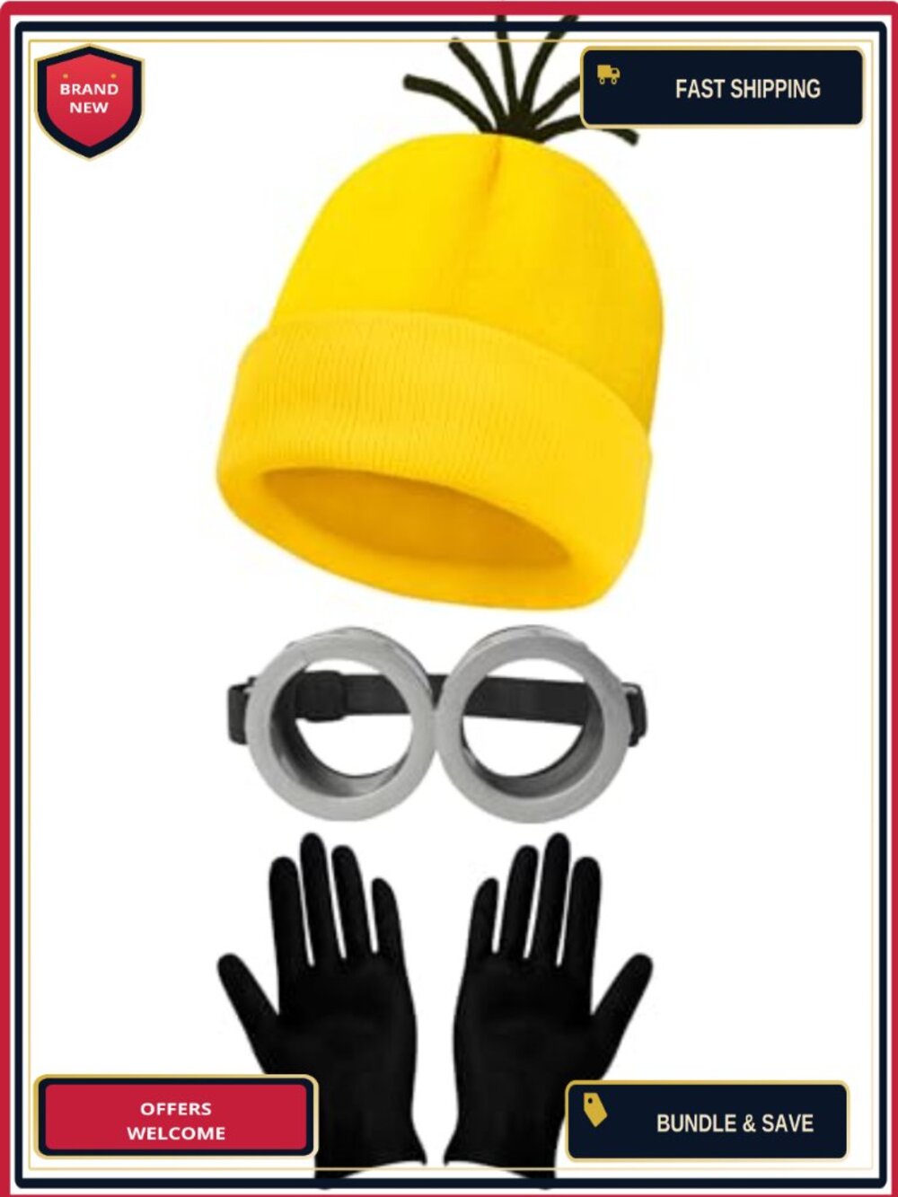 Halloween Costume Accessory Set Beanie Goggles Gloves Adult